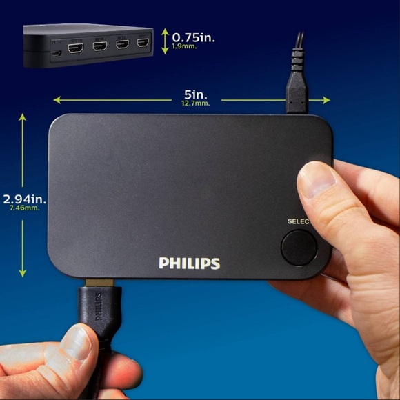 Philips HMDI Switch with Wireless Remote Cobtrol 4K Ultra - Black - Picture 7 of 10